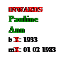 Text Box: INWARDS
Pauline
Ann
b X: 1933
mX: 01 02 1983
