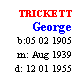 Text Box: TRICKETT
George
b:05 02 1905
m: Aug 1939
d: 12 01 1955
