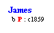 Text Box: James
  b P : c1859

