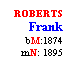 Text Box: ROBERTS
Frank
bM:1874
mN: 1895
