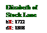 Text Box: Elizabeth of
Stock Lane
bX: 1722
dX: 1808
