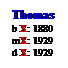 Text Box: Thomas
b X: 1880
mX: 1929
d X: 1929
