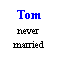 Text Box: Tom
never
married

