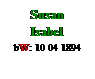 Text Box: Susan
Isabel
bW: 10 04 1894
